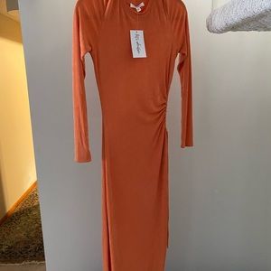 Aftergold Orange Cutout Midi Dress